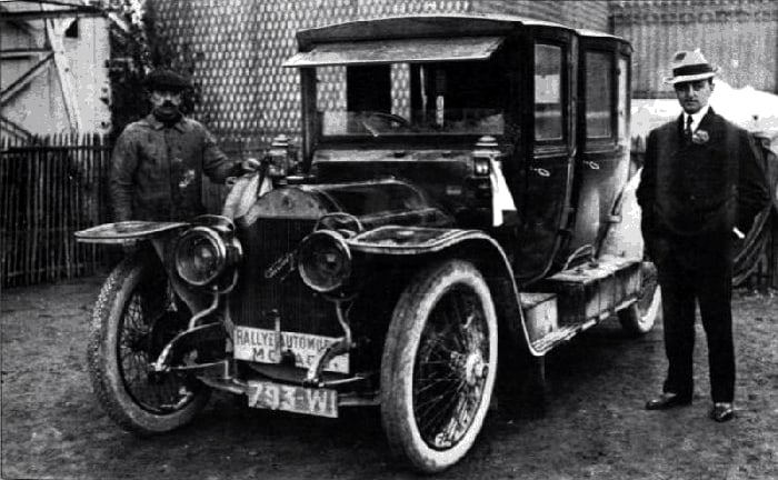 Henri Rougier and his mechanic with the Turcat-Méry 25 HP before the first Monte Carlo Rally, 1911, archive photograph