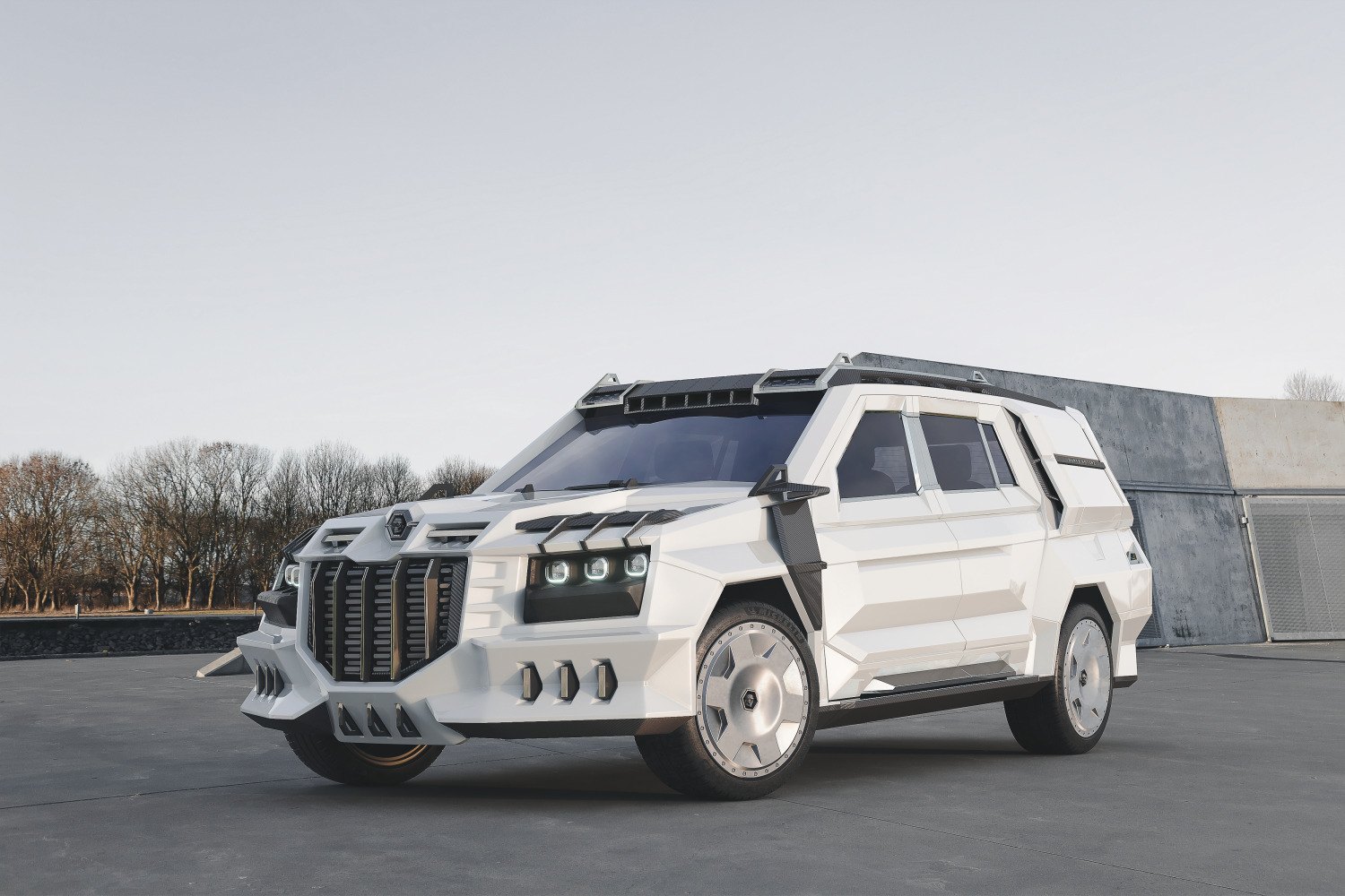 The DARTZ Prombron’ Black Alligator MMXX in white, front three-quarter view