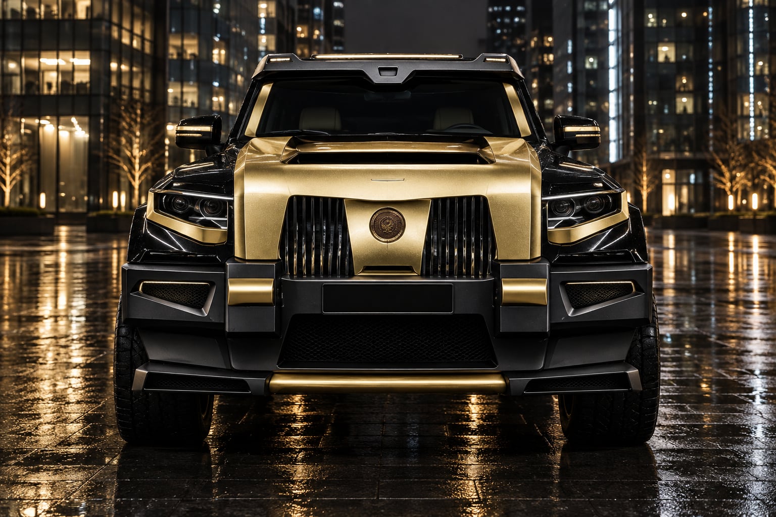 The DARTZ Prombron’ Black Snake 2K13 head-on, with its gold grille and bumper